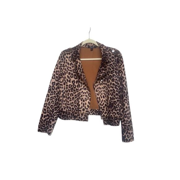 Azi Leopard Print Moto Jacket with Silver Hardware - Picture 10 of 16